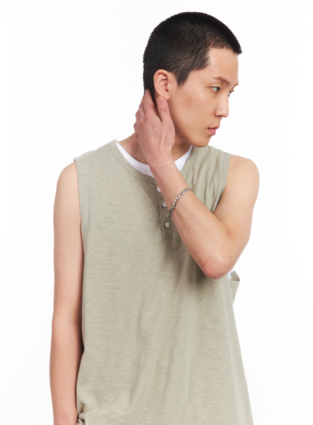 Men's Layered Henley Tank IU512