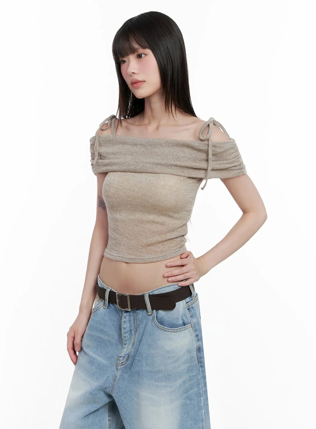 Textured Off-Shoulder Knit Top IL531