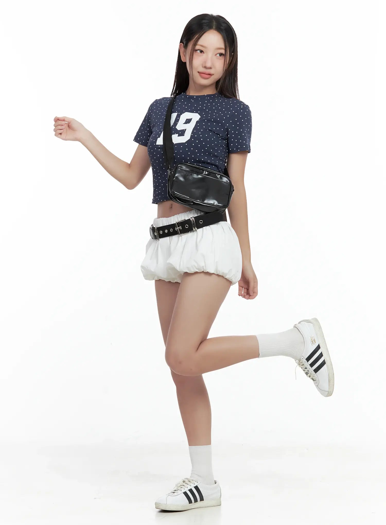 Polka Dot Graphic Crop Tee CL509