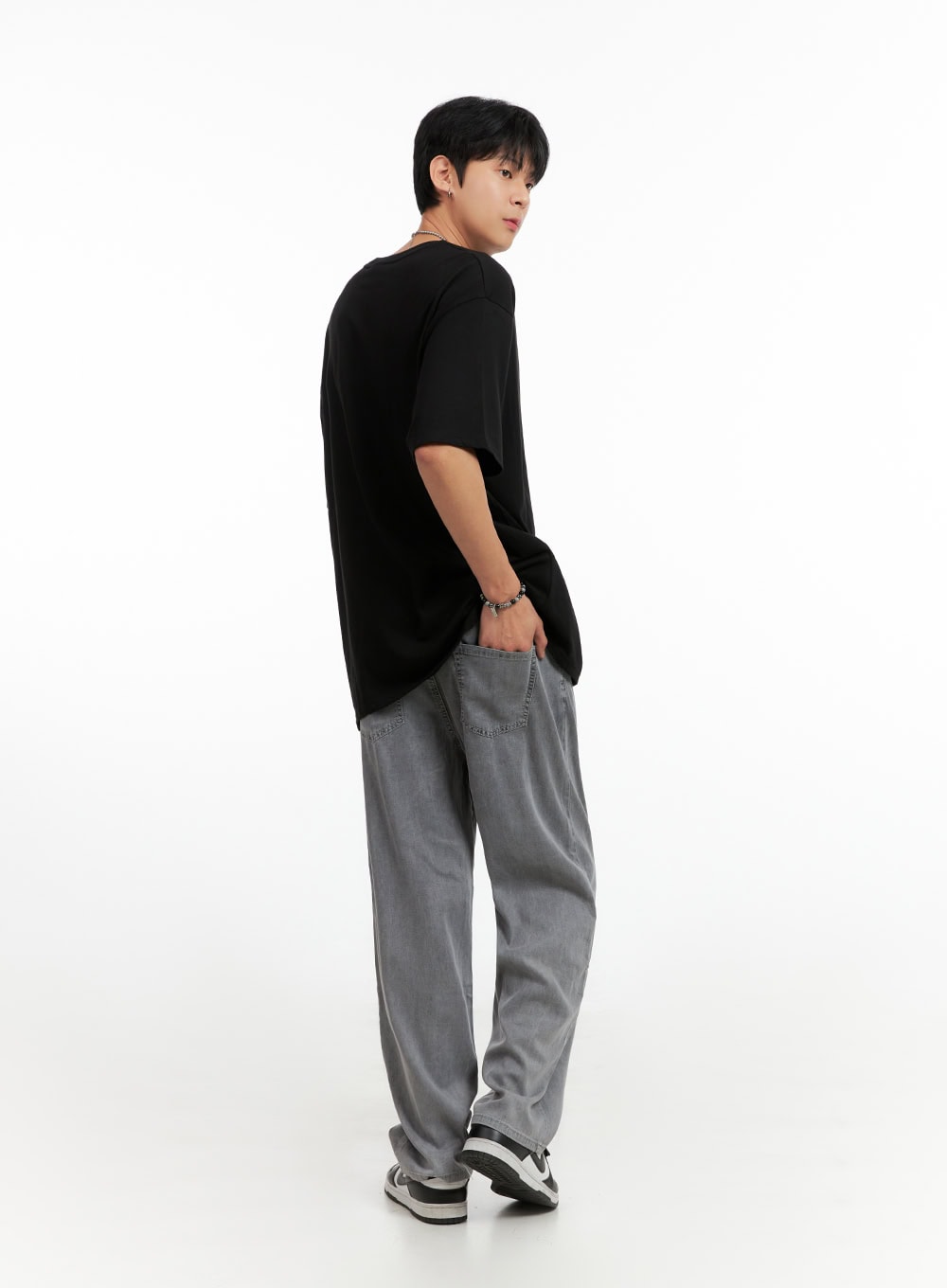 Men's Cotton Graphic Oversize T-Shirt (Black) IG402