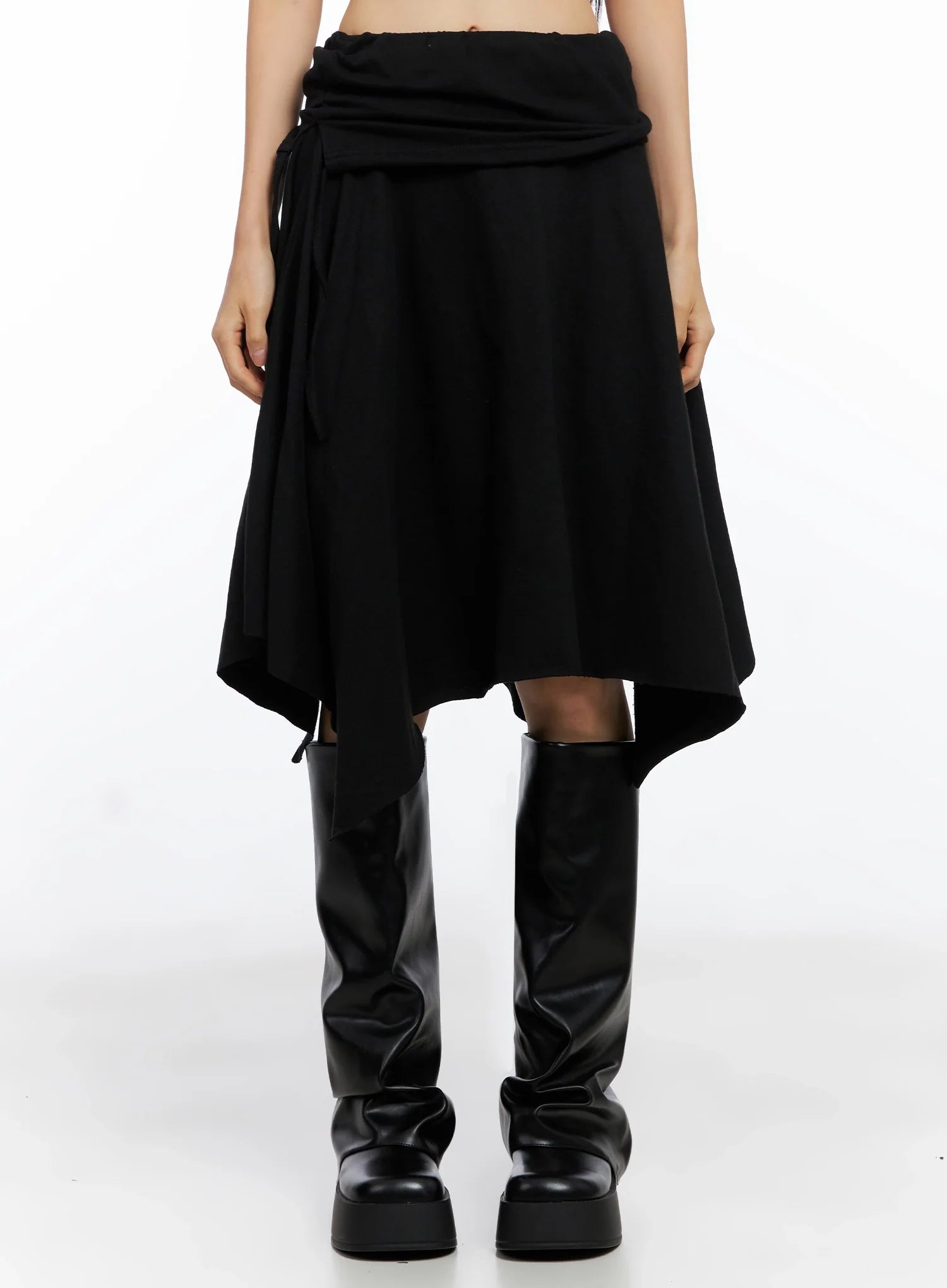 Layered Shirring Asymmetrical Skirt CO517