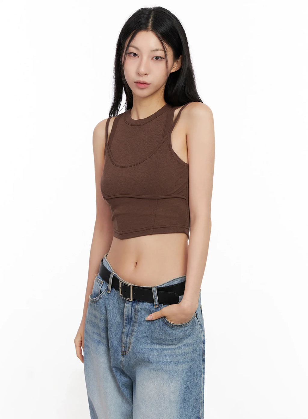 Double Strap Sleeveless Crop Top IG508