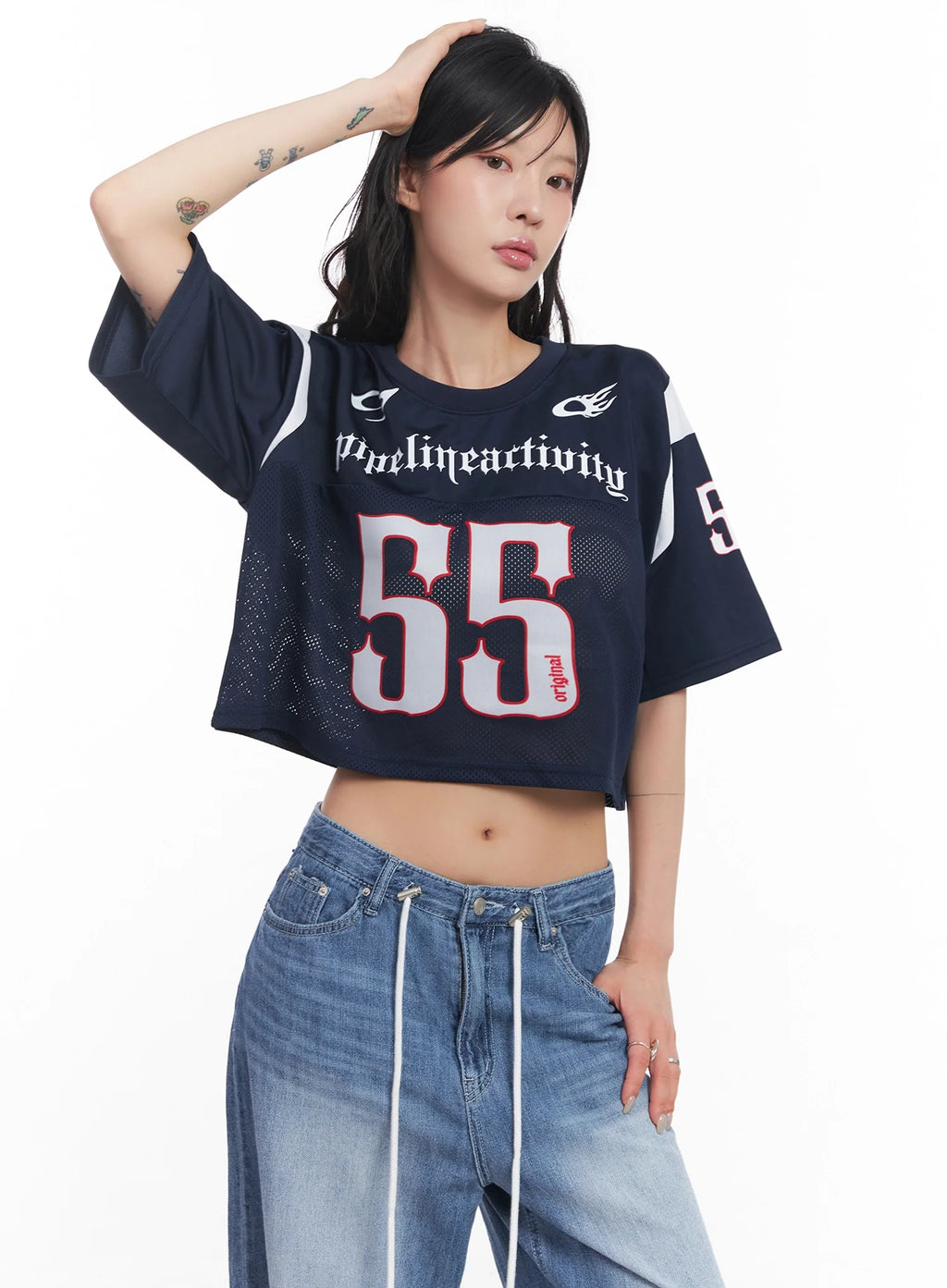 Mesh Jersey Crop Top  IC503