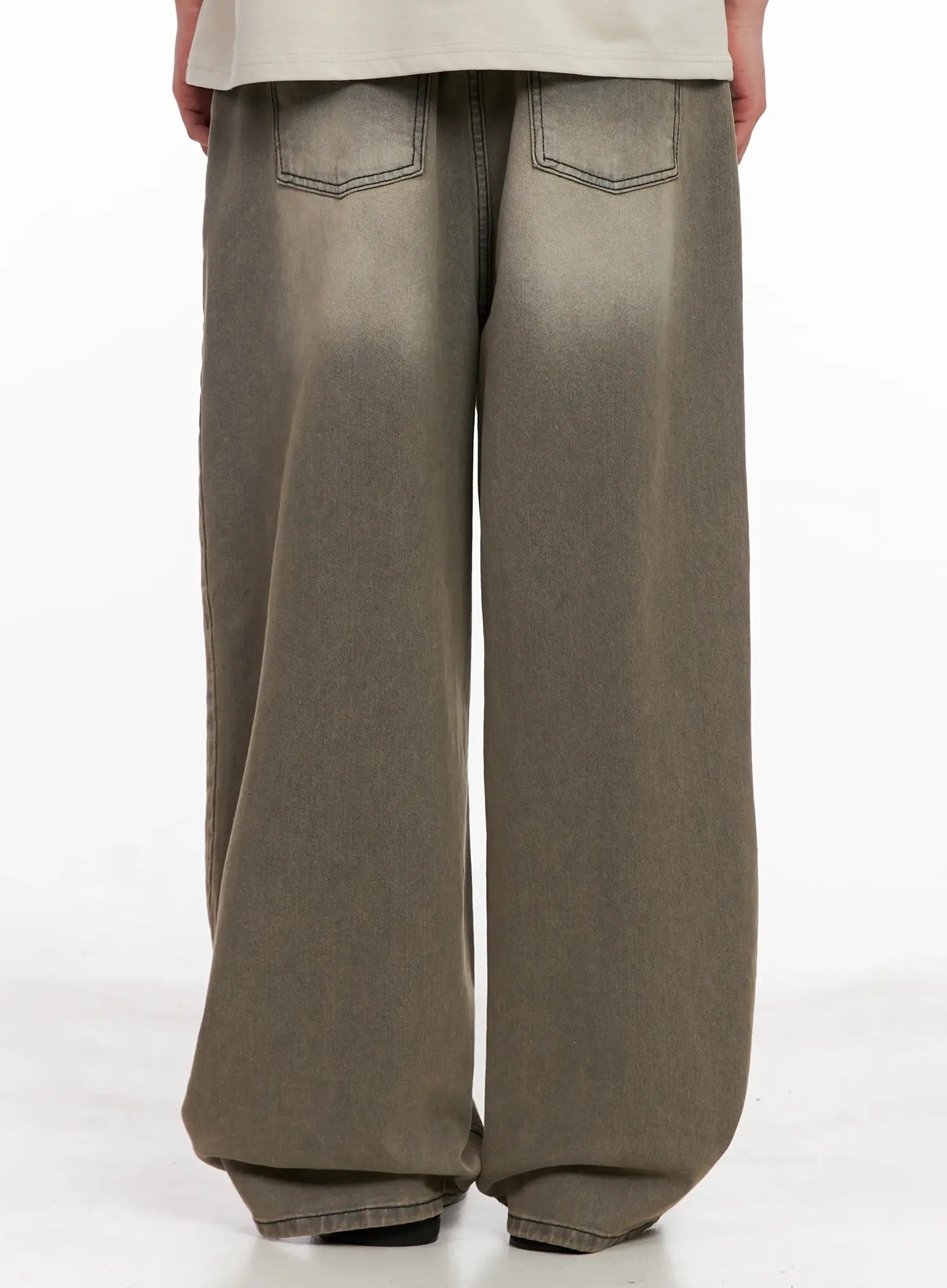 Men's Washed Wide-Leg Denim Jeans IL521