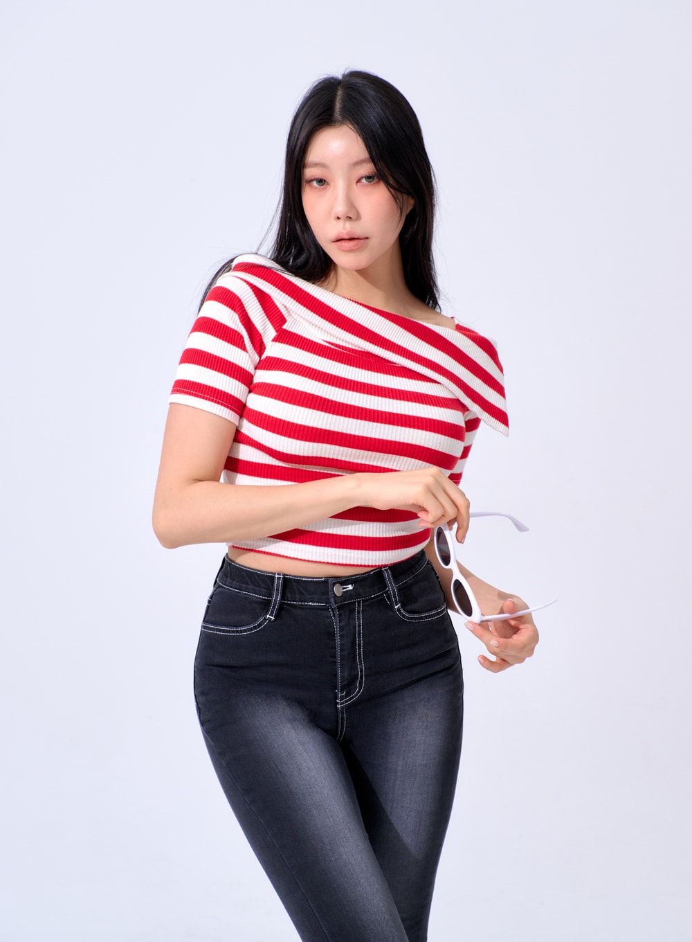Half Sleeve Stripe Top IA324