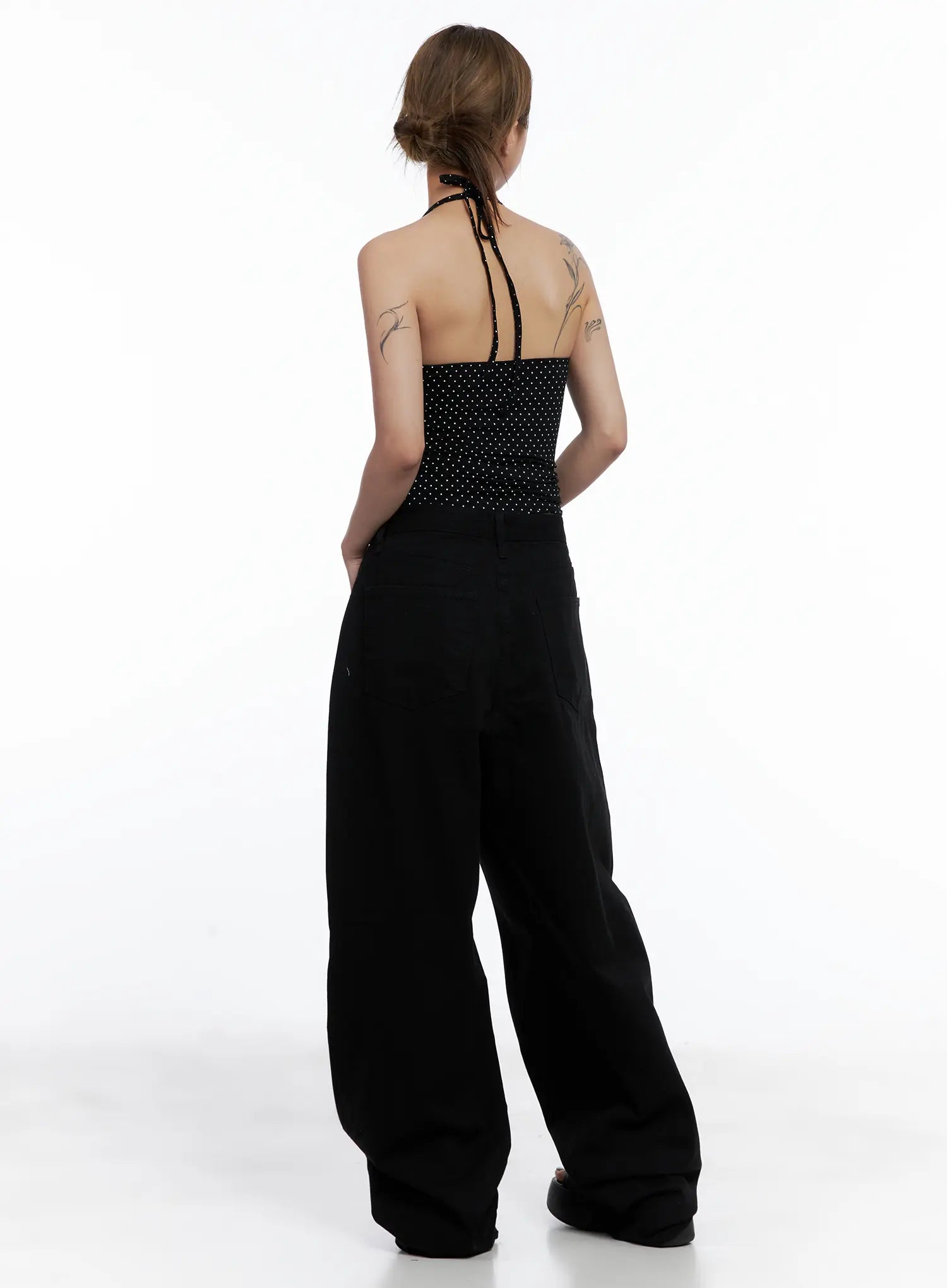 Polka Dot Halter V-Neck Sleeveless Top CL511