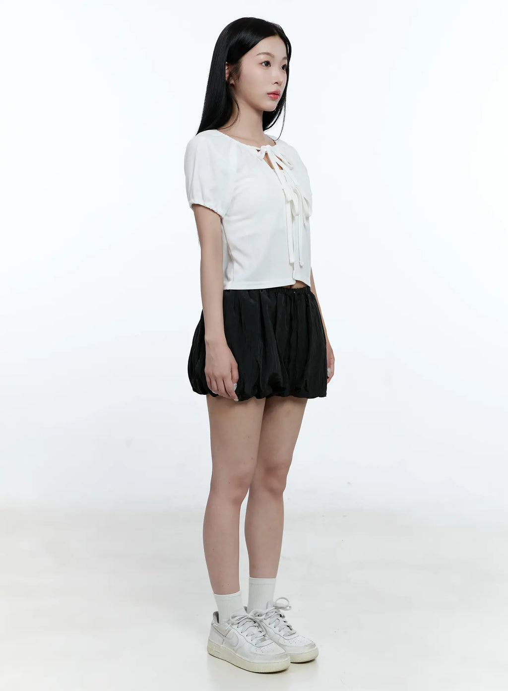 Ribbon Puff-Sleeve Cardigan CG511