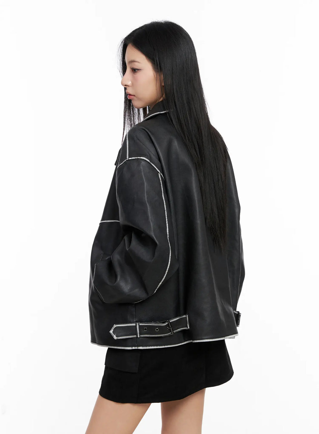 Oversized Faux Leather Jacket CC1109