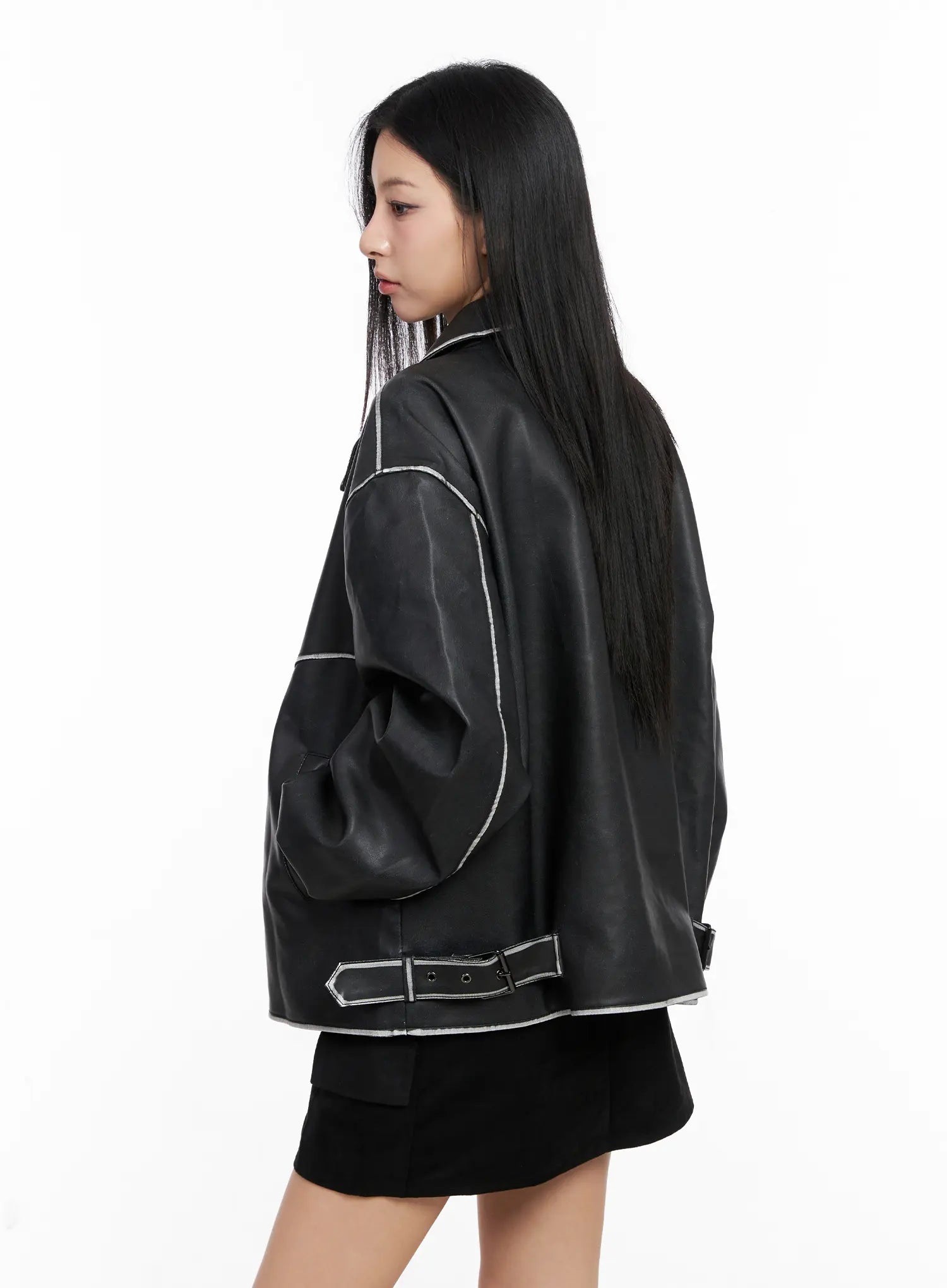 Oversized Faux Leather Jacket CC1109