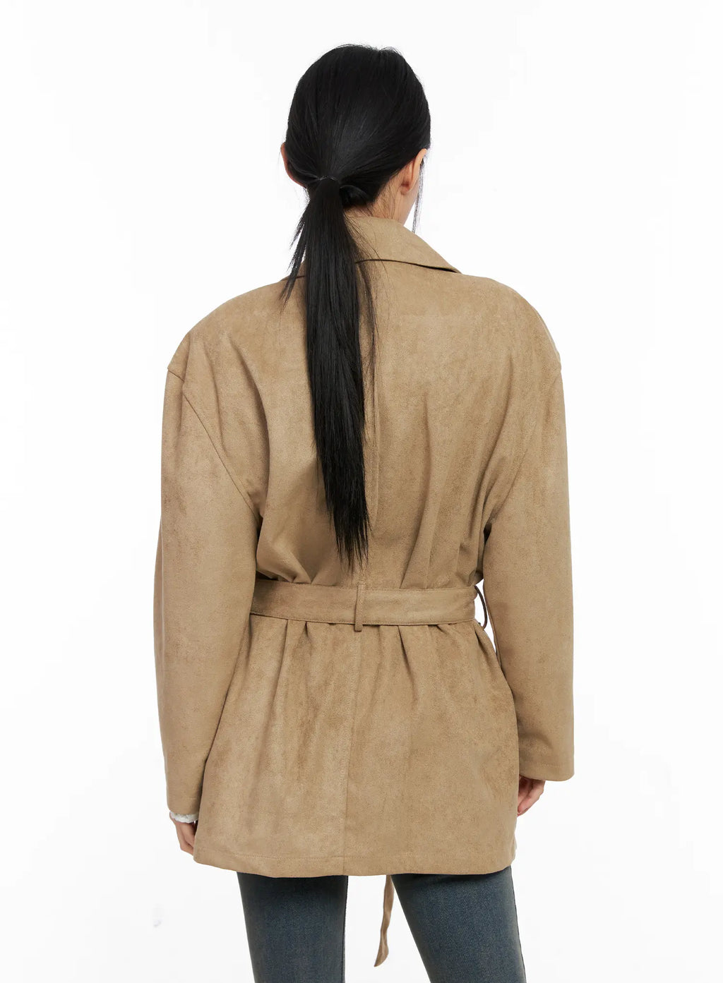 Relaxed Suede Jacket with Belt CC1109