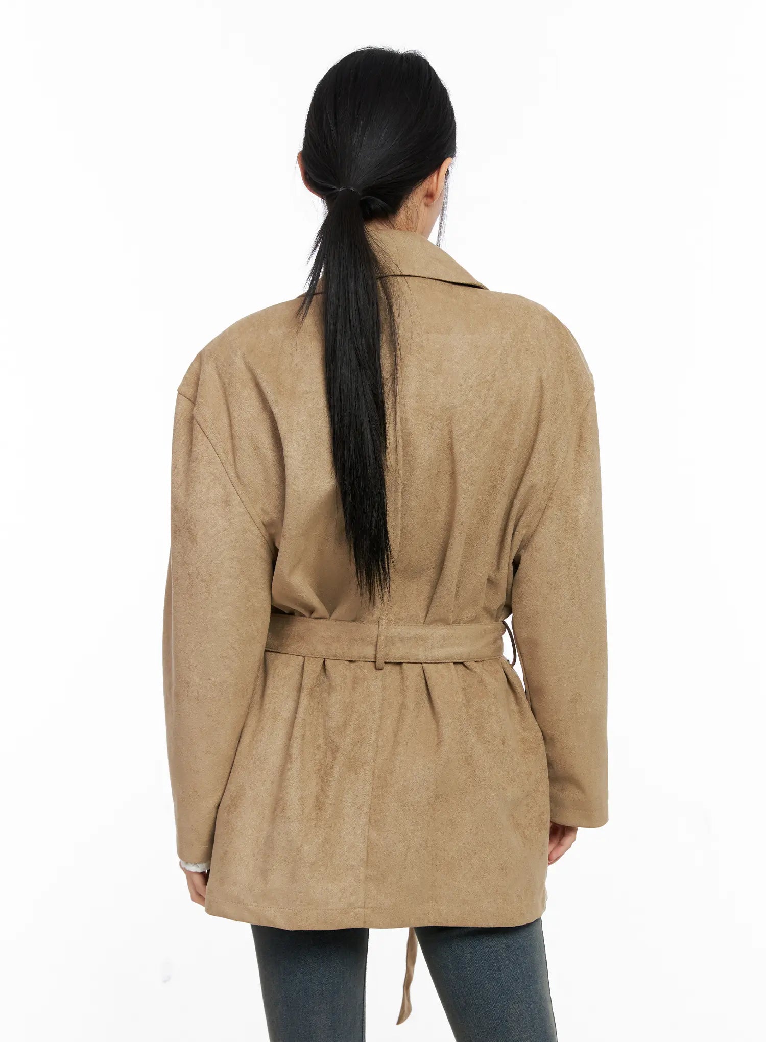Relaxed Suede Jacket with Belt CC1109