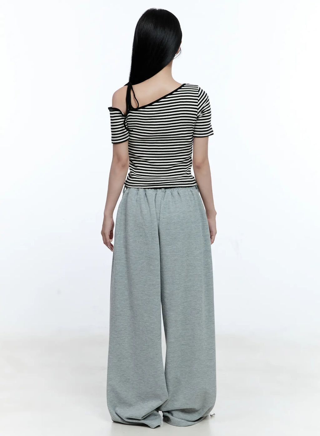 Striped Asymmetric Ribbon Tee CG507