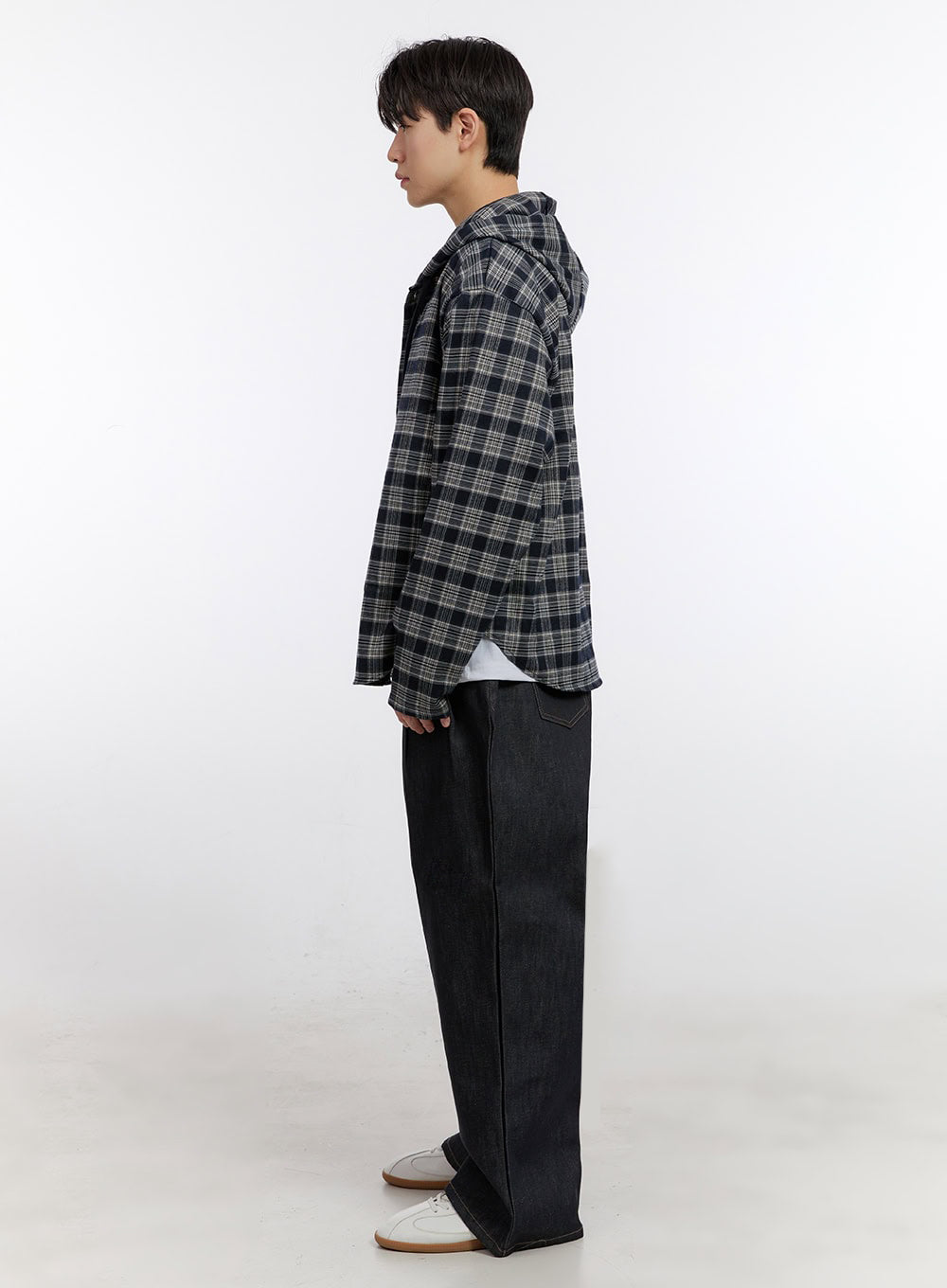 Men's Oversize Checkered Hooded Shirt IM525