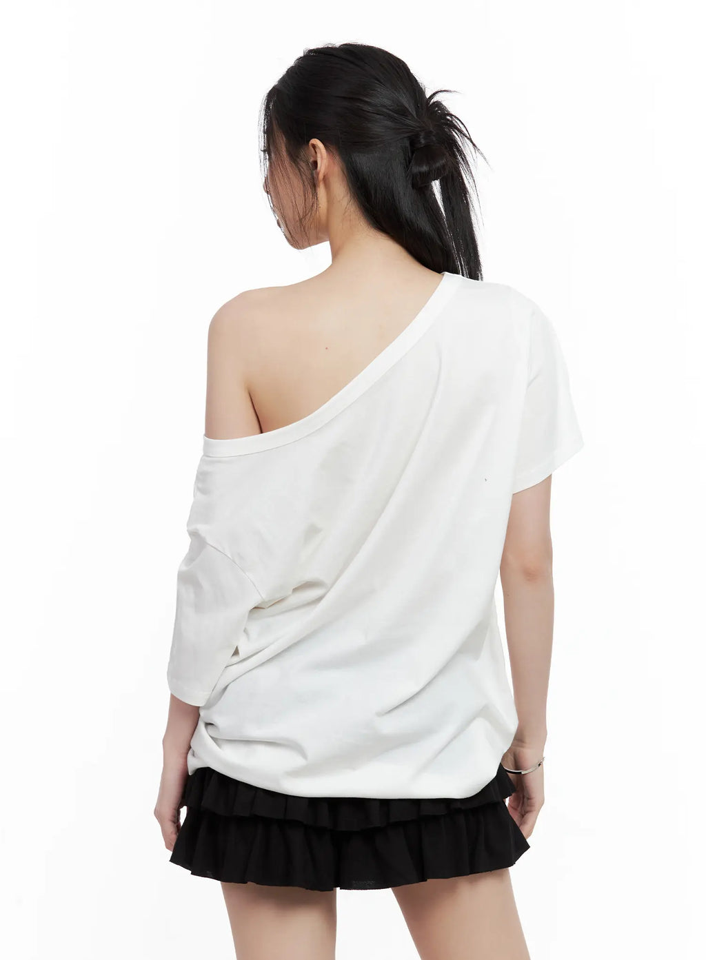 Graphic Off-Shoulder Oversized Tee CL501