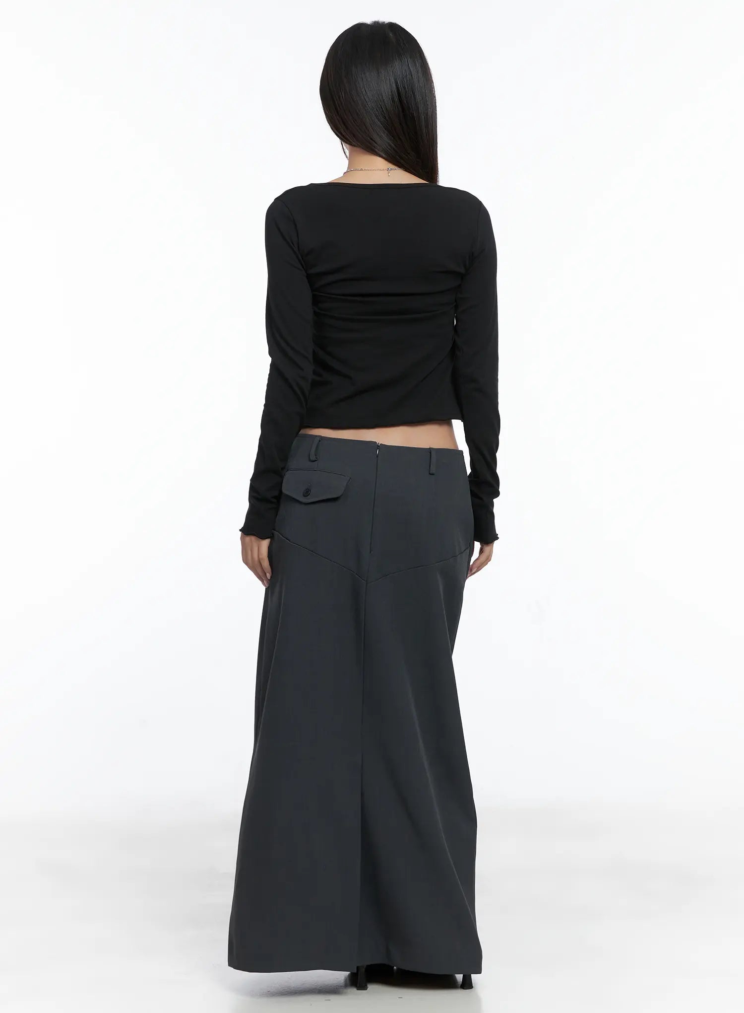 Classic Button Maxi Skirt CS502