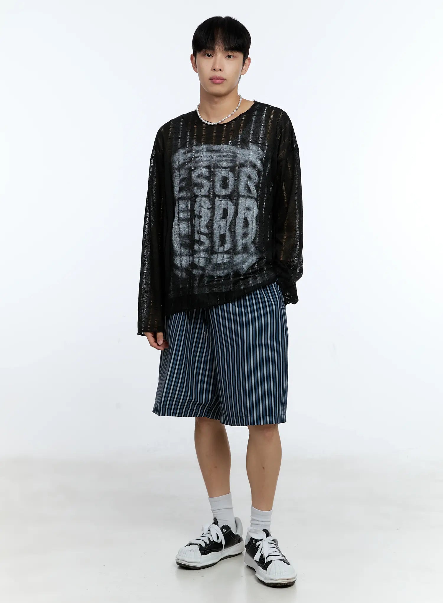 Men's Grunge Oversized Open Knit Sweater IG515