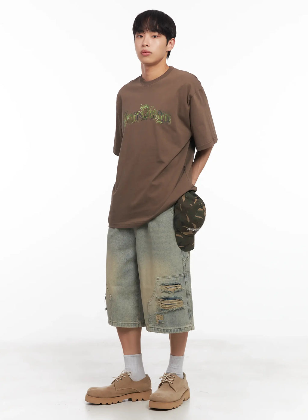 Men's Camo Graphic Oversized Tee IU518