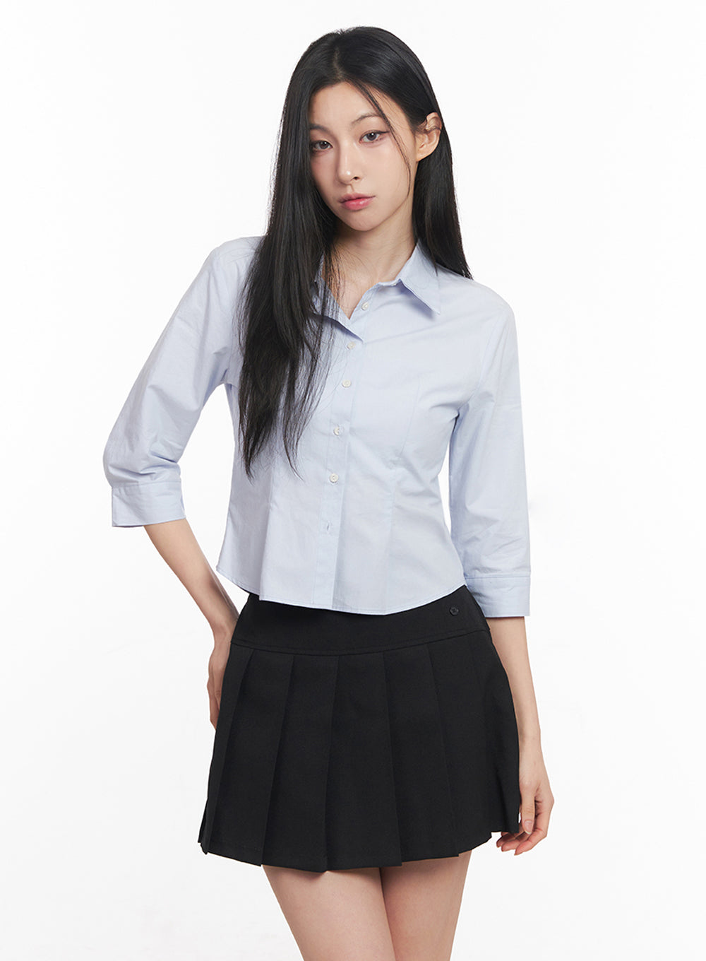 Half-Sleeve Slim-Fit Collared Shirt IY516