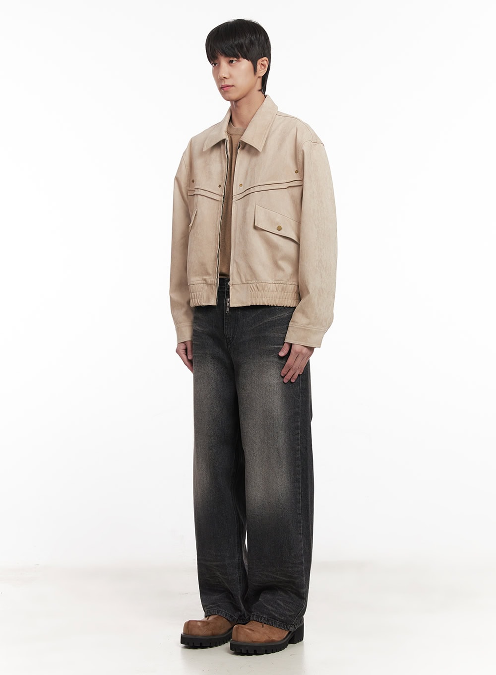 Men's Washed Wide-Leg Jeans IM518