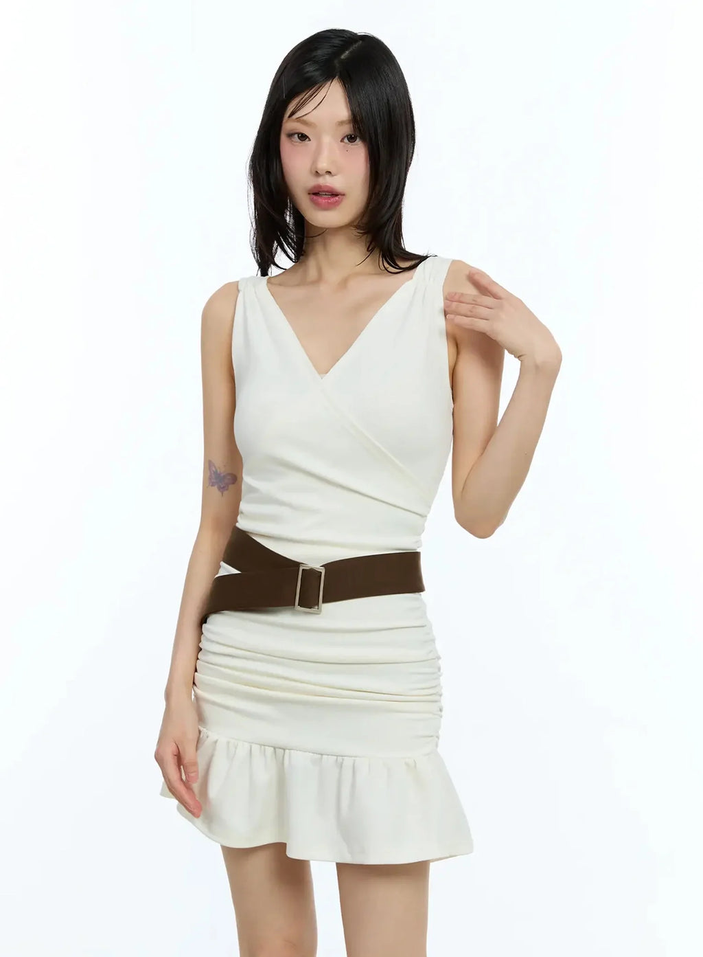 Slim-Fit Shirred Mini Dress IU523