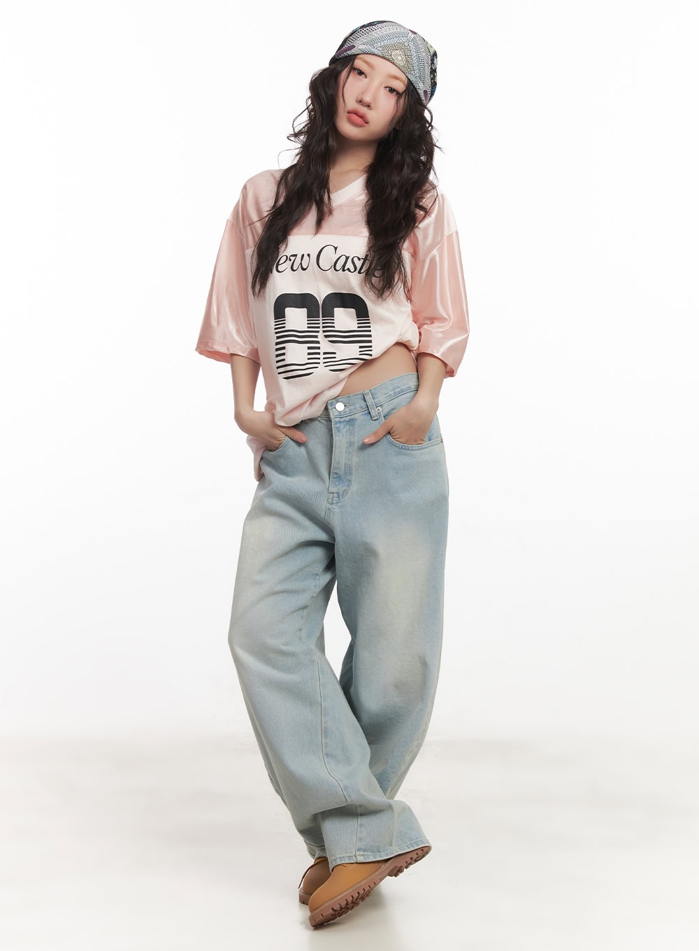 Graphic V-Neck Oversized Tee CA518