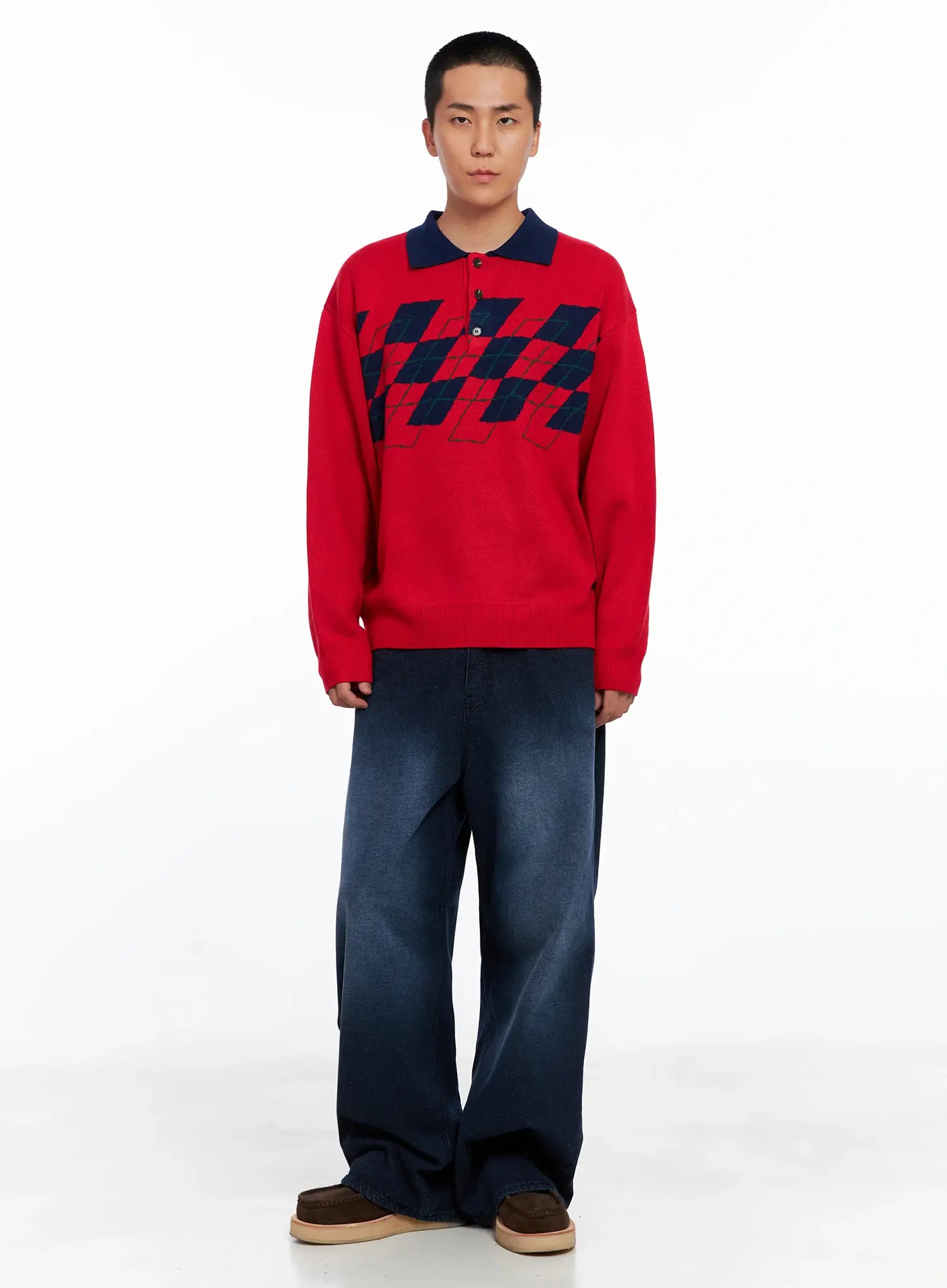 Men's Argyle Henley Knit IS510