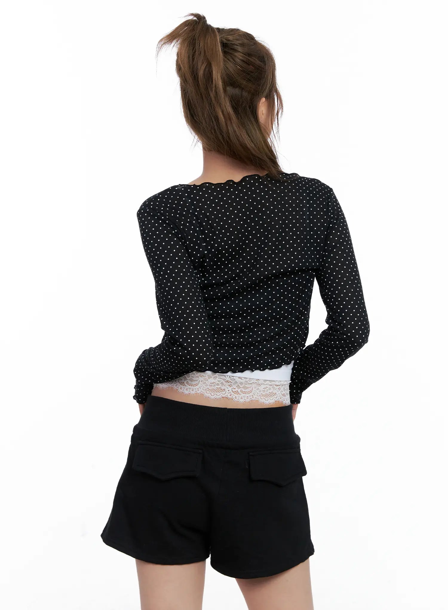 Polka Dot Cropped Cardigan CL510