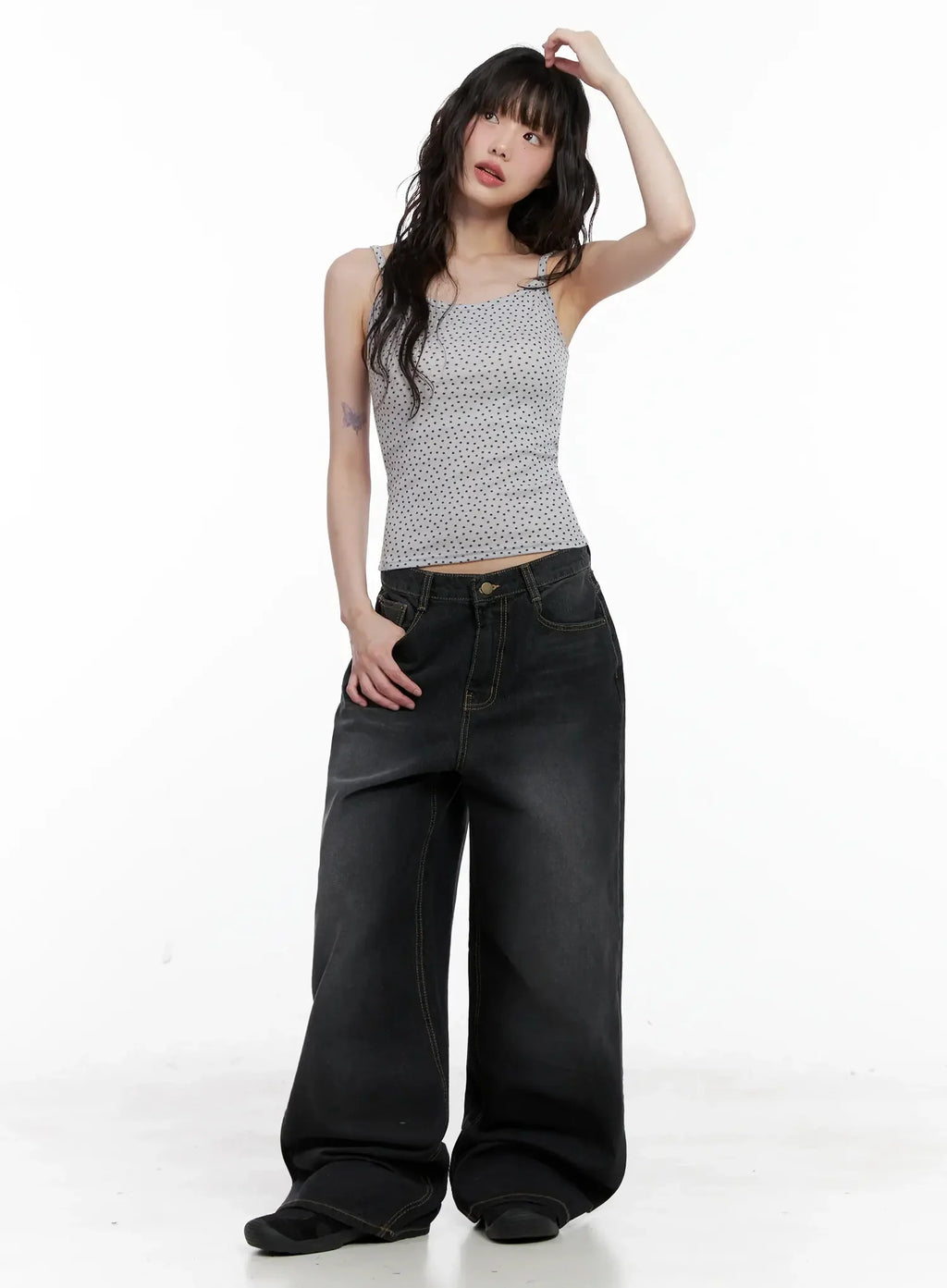 IU Vintage Black Baggy Jeans IL528