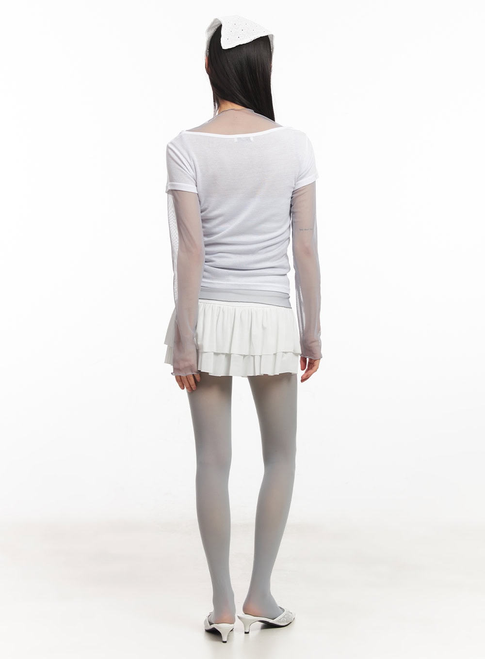 String Ribbon Ruffle Mini Skirt CA522