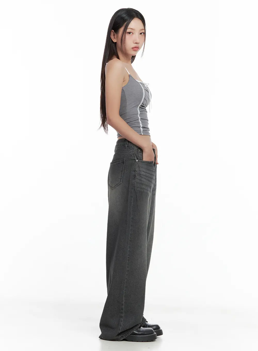 Kumi Washed Wide-Leg Summer Denim Jeans CL508