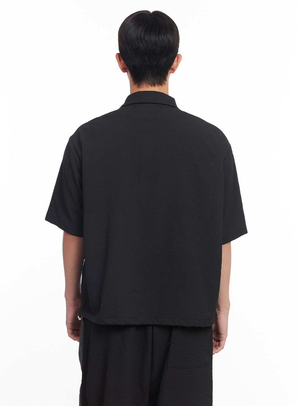 Men's Zip-Up Collared Half-Sleeve Shirt IY520