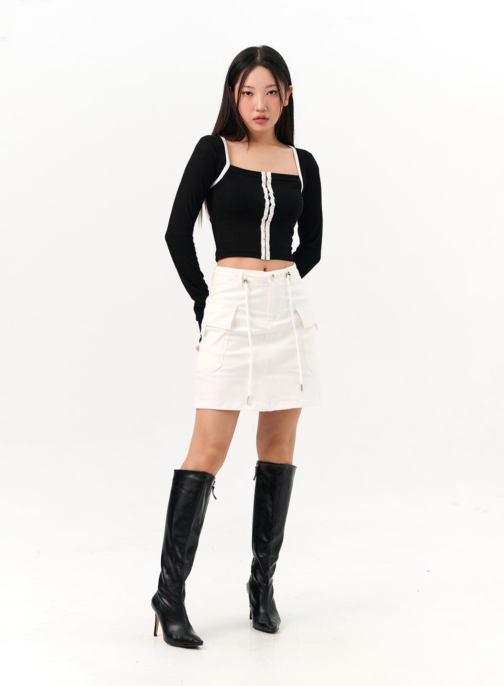 Contrasting Trim Crop Bolero Top IO317