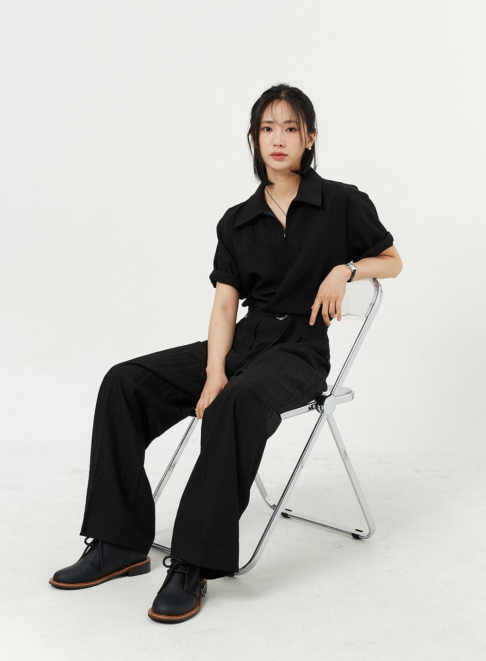 Half Zip-Up Polo Shirt OM309