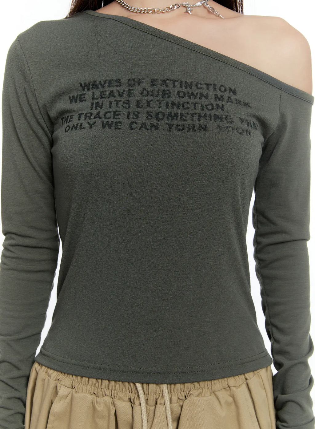 One-shoulder Lettering Long Sleeve CS517