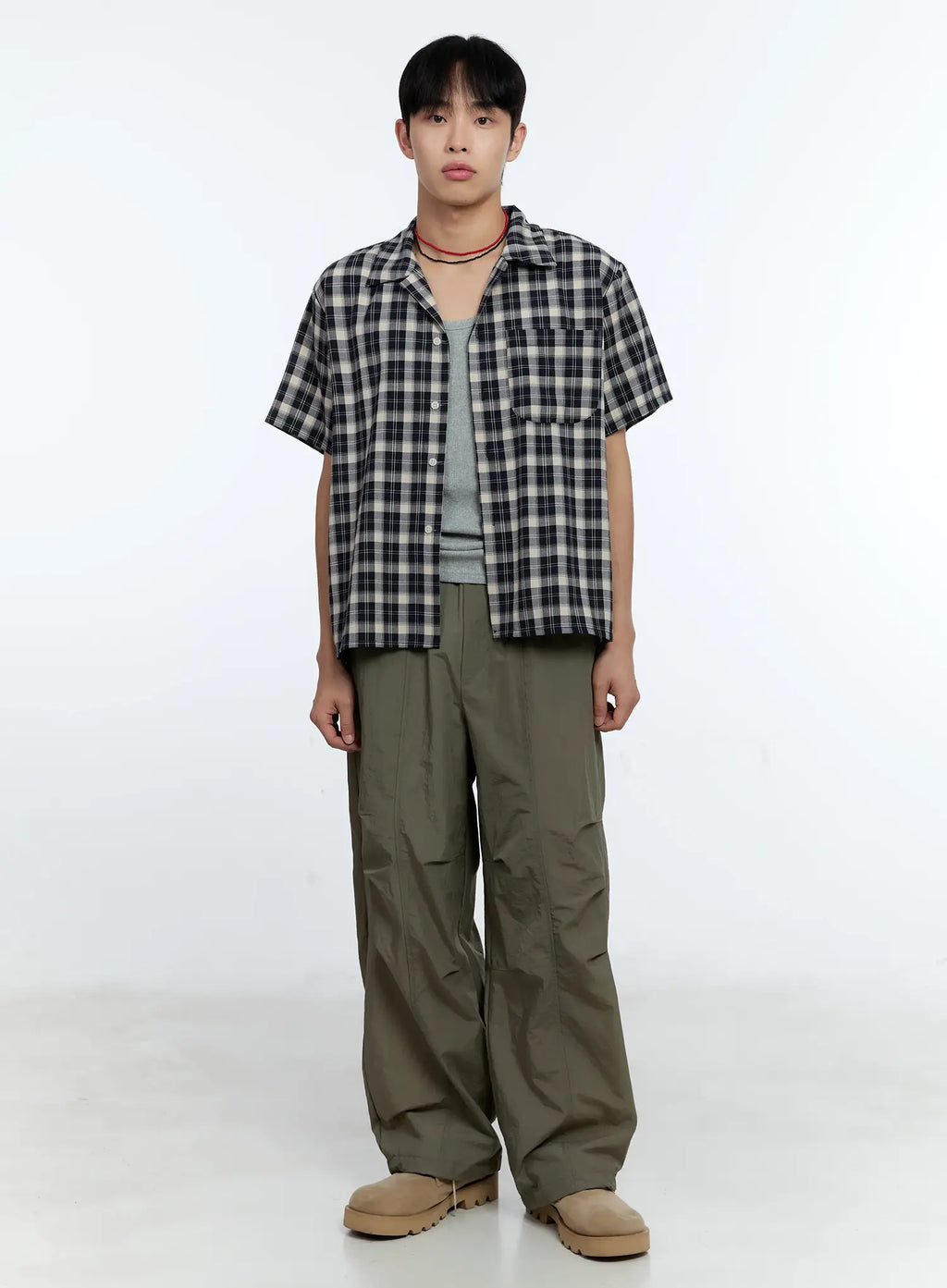 Men's Plaid Short Sleeve Shirt IG519