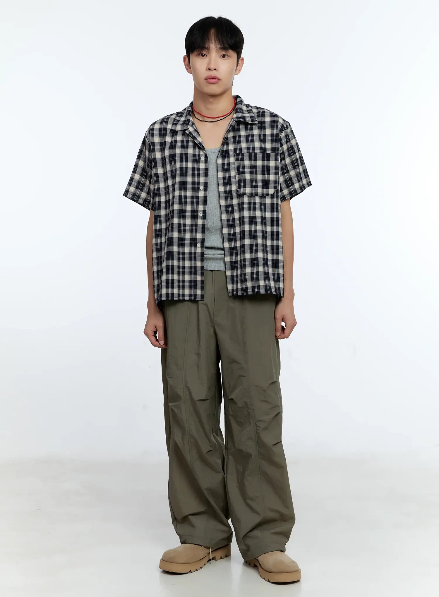 Men's Plaid Short Sleeve Shirt IG519