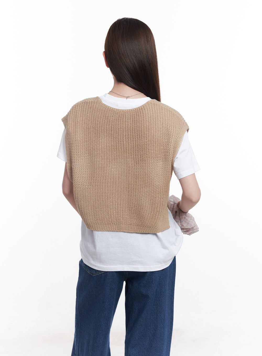 Buttoned Knit Crop Vest Top CY515