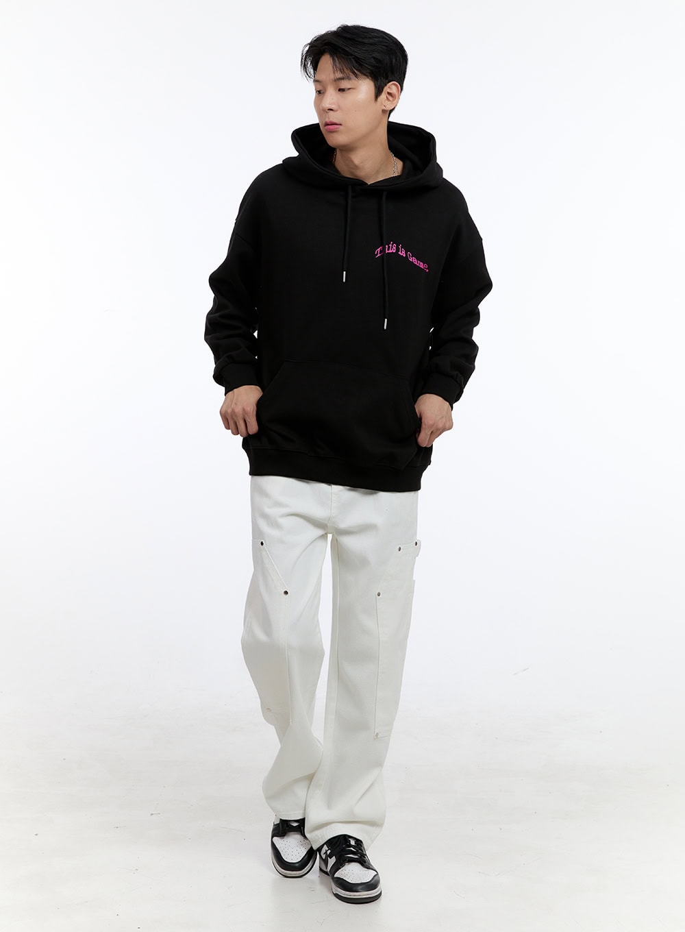 Men's Lettering Oversize Hoodie (Black) IG428