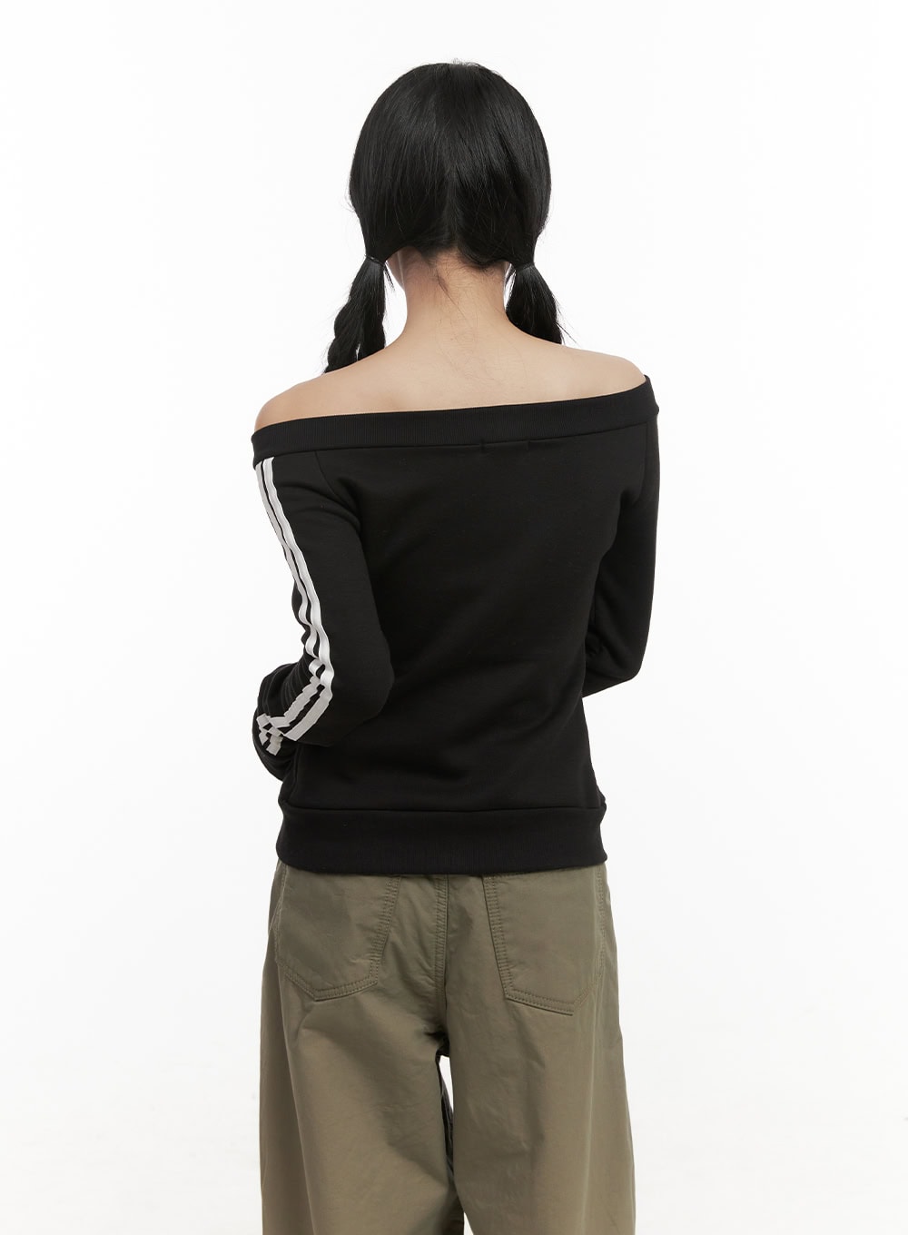 Off Shoulder Zip-Up Long Sleeve Top CD410