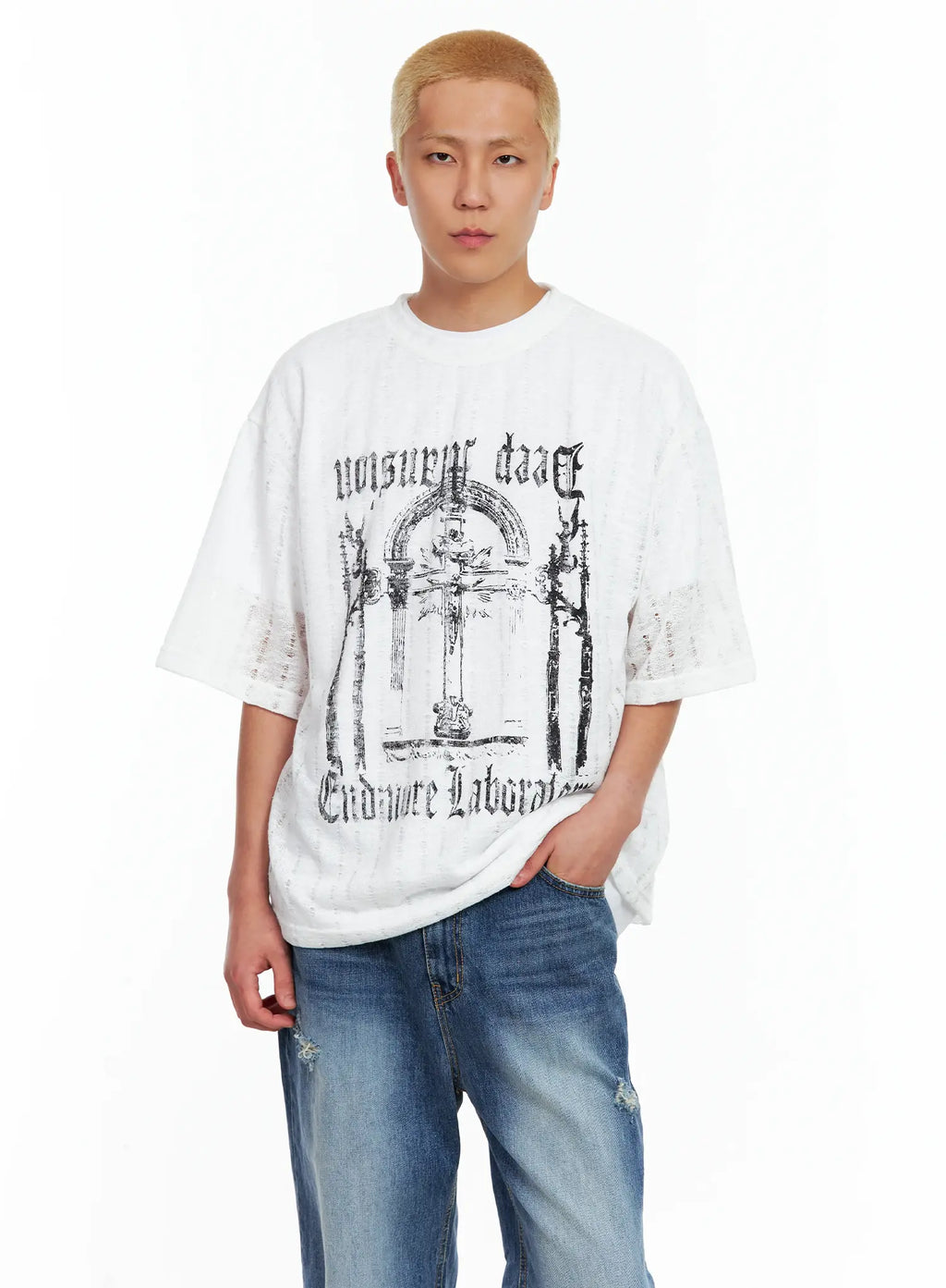 Men's Grunge Gothic Knit Tee IL514