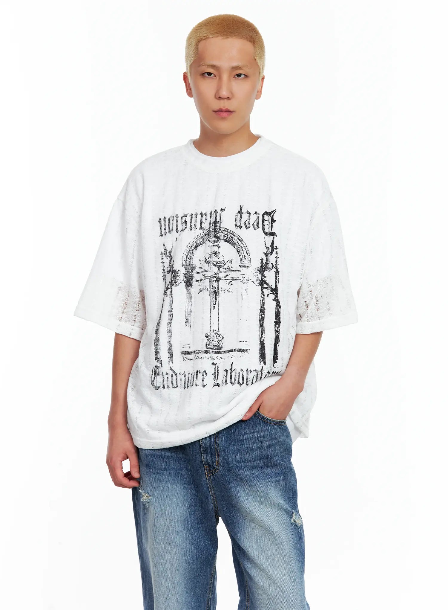 Men's Grunge Gothic Knit Tee IL514