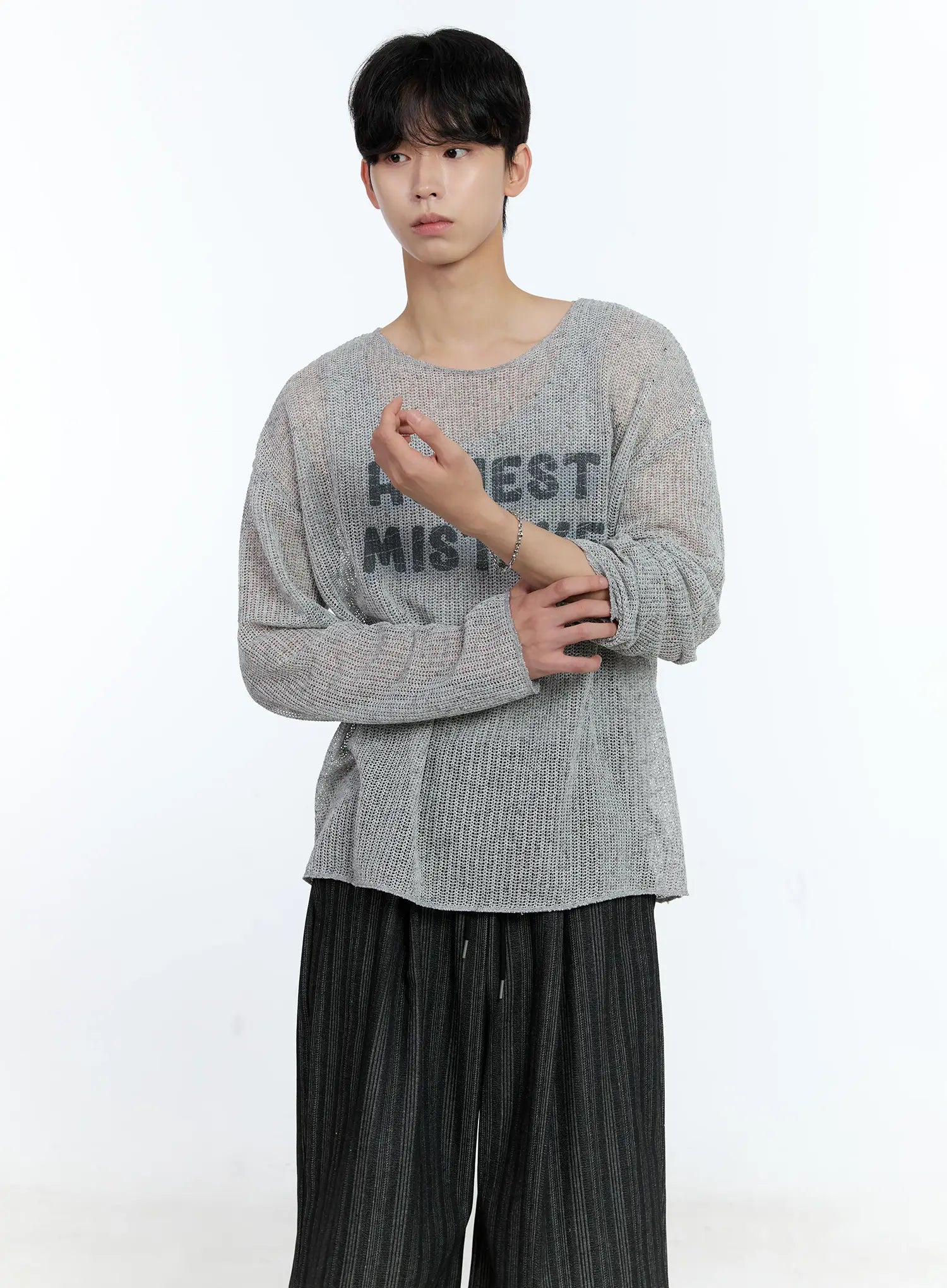 Men's Mesh Long Sleeve Graphic Top IG501