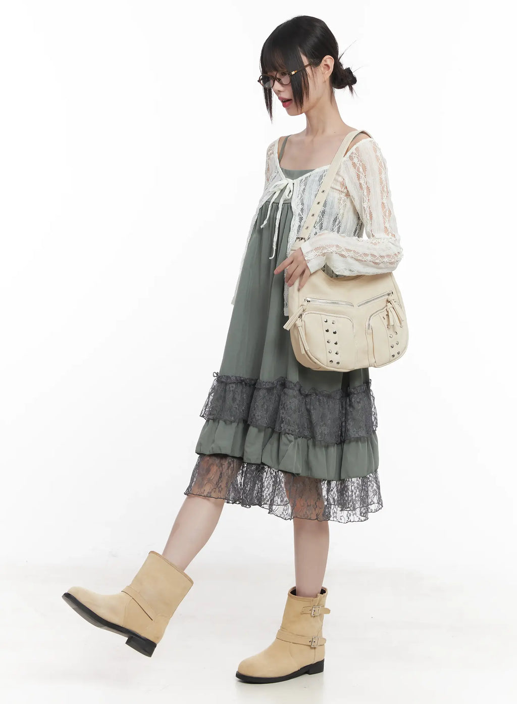 Sheer Lace Ribbon Cardigan CU518