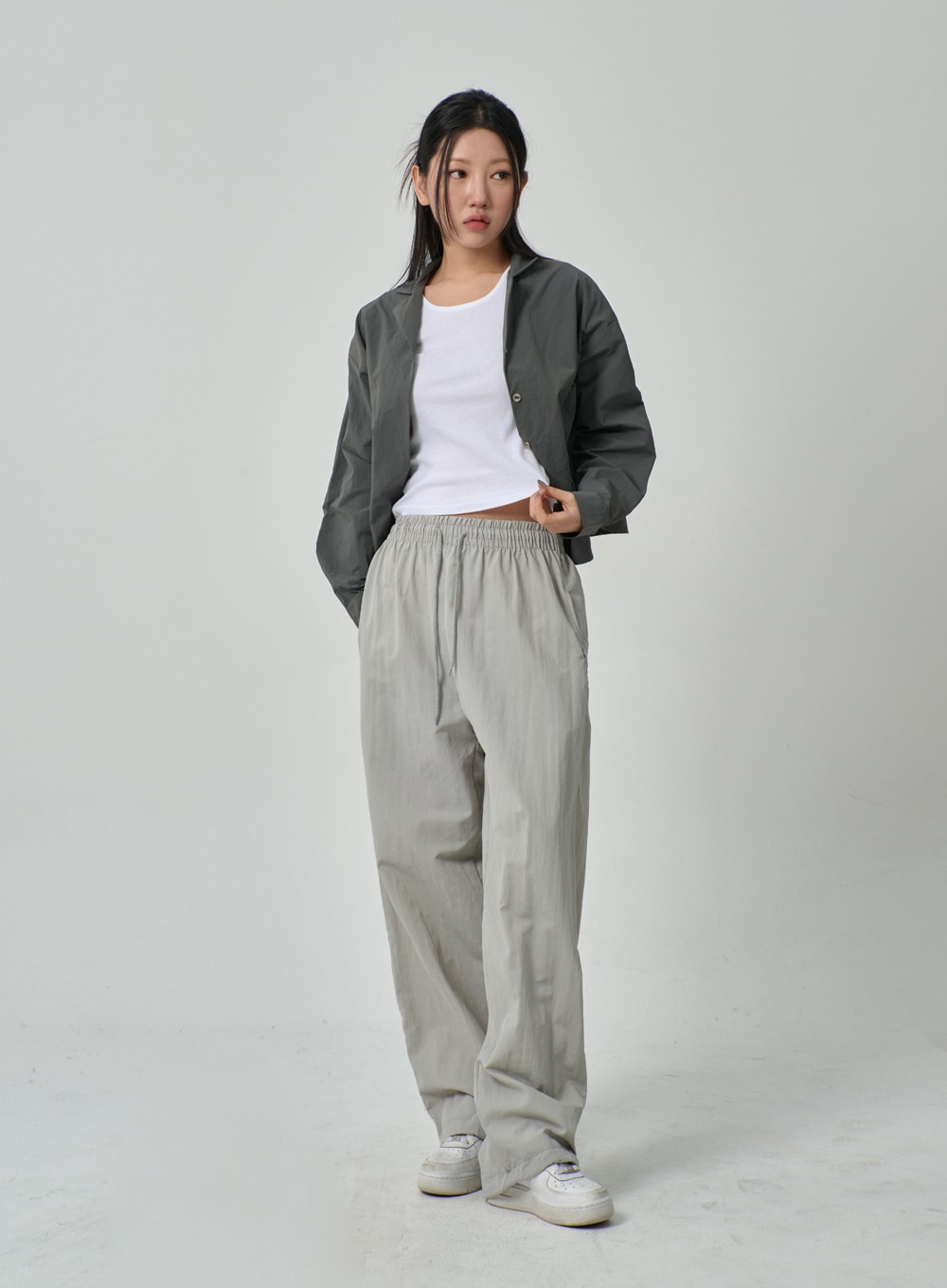 Drawstring Nylon Track Pants IF315