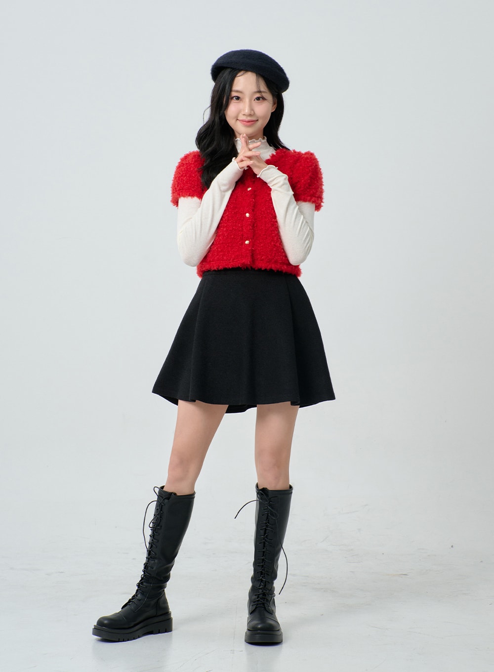 Poodle Short Sleeve Gold Button Cardigan BN02