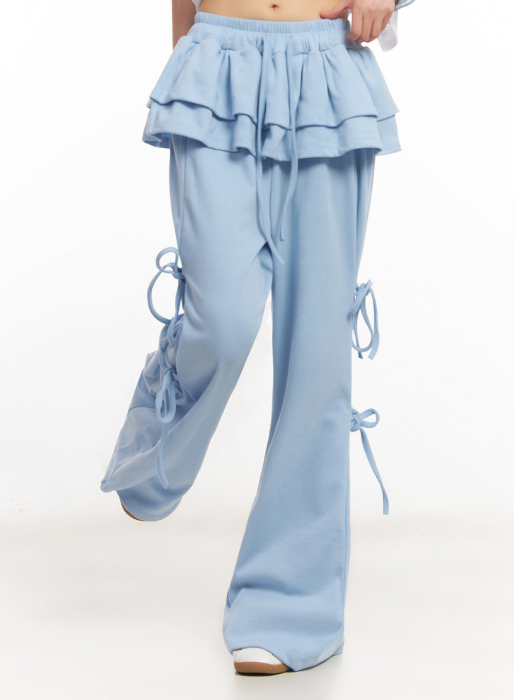 Frill Skirt-Layered Ribbon Sweatpants IY502