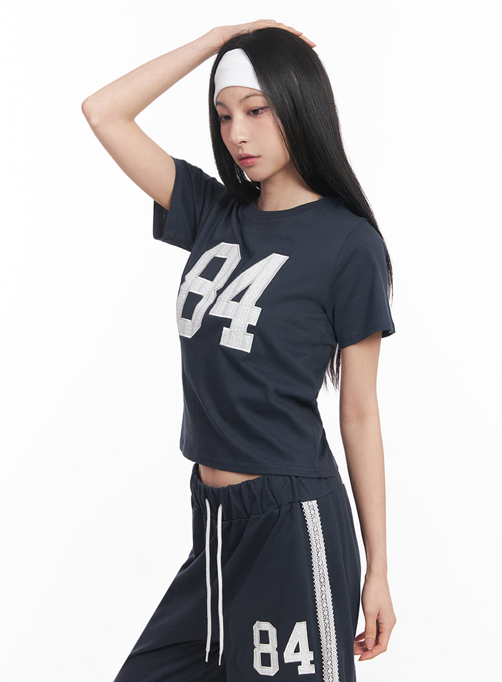 Lace Embroidered "84" Graphic Tee IY516