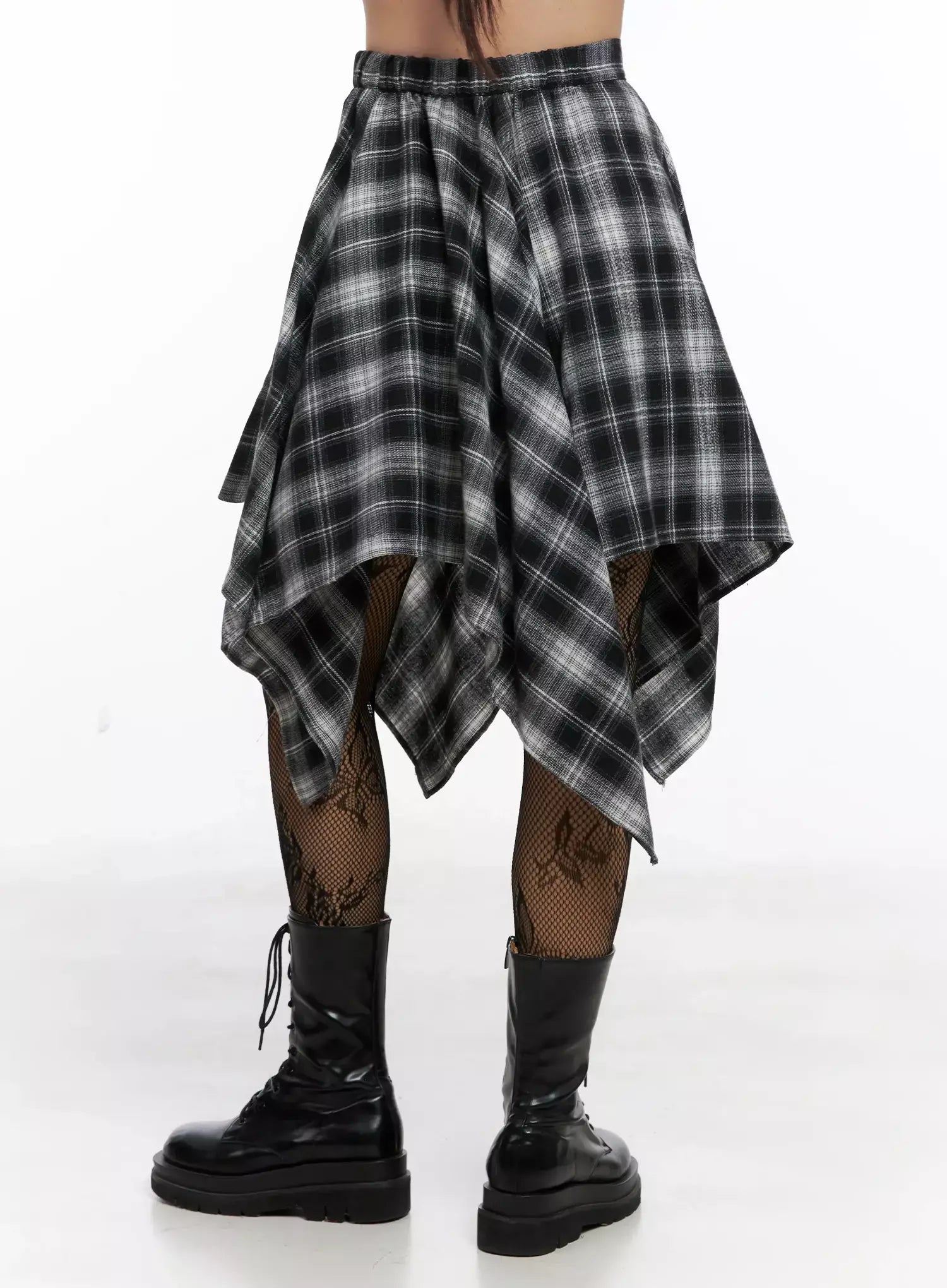 Asymmetrical Checkered Layered SkirtIG527