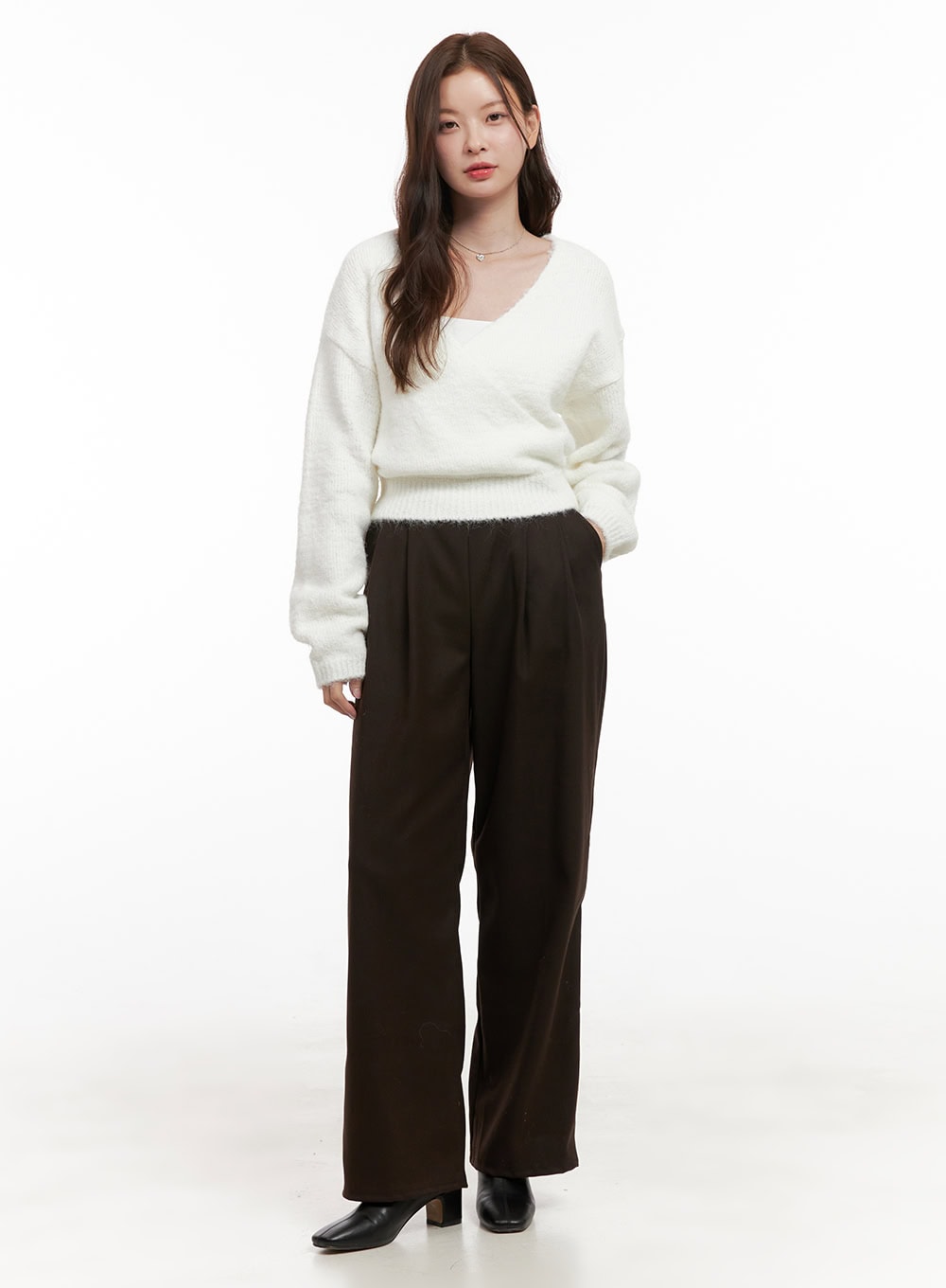 Solid Print Tailored Wool Trousers OD403