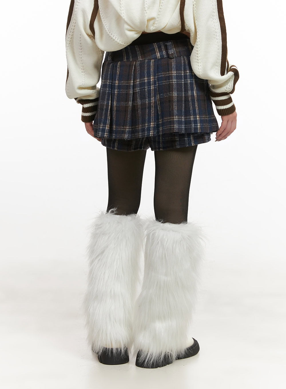 Checkered Winter Pleated Mini Skirt CJ516